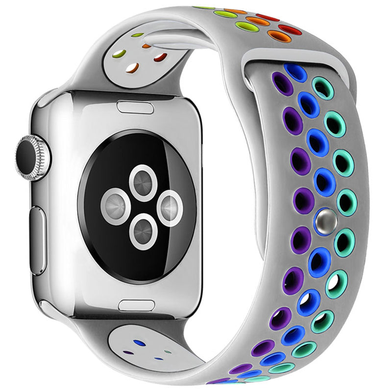 For Apple Watch Series 9 8 7 41mm 6 5 4 SE (2023) SE(2022) SE 40mm 3 2 1 38mm Dual Color Rainbow Silicone Watch Strap Adjustable Wrist Band For Apple Watch Series 9 8 7 41mm 6 5 4 SE (2023) SE(2022) SE 40mm 3 2 1 38mm Dual Color Rainbow Silicone Watch Strap Adjustable Wrist Band